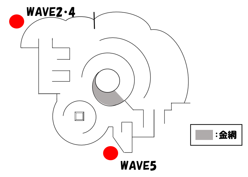 第1回バイトチームコンテストタマヒロイ出現位置wave2・wave4・wave5